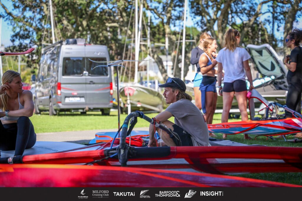 Rigging up at the 2026 NZ iQFOiL Nationals! (credit: Insight Media)